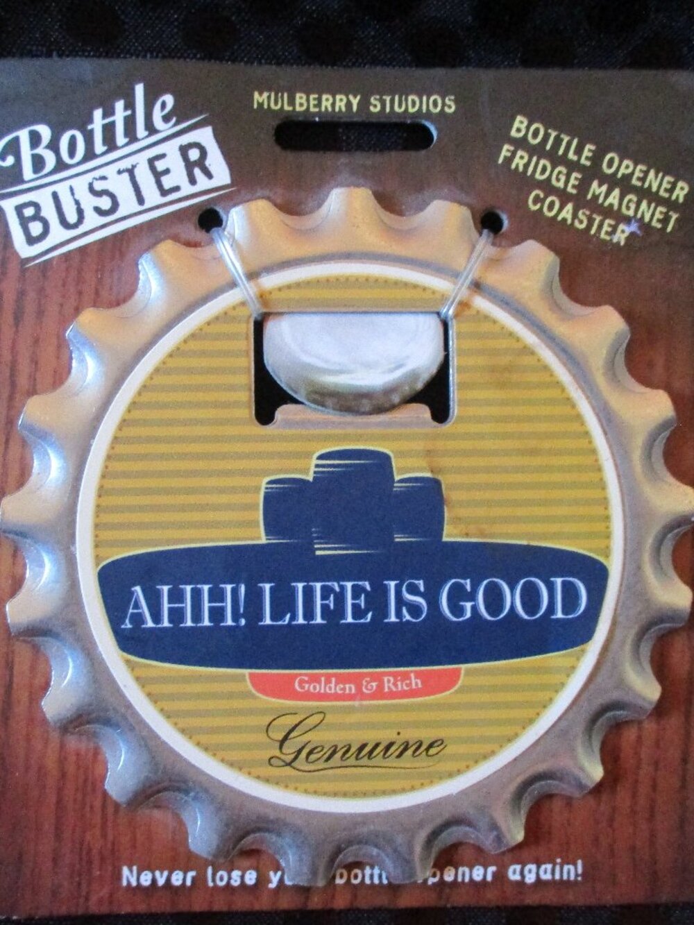 NIP Mulberry Studios Bottle Buster Bottle Opener Fridge Magnet Coaster